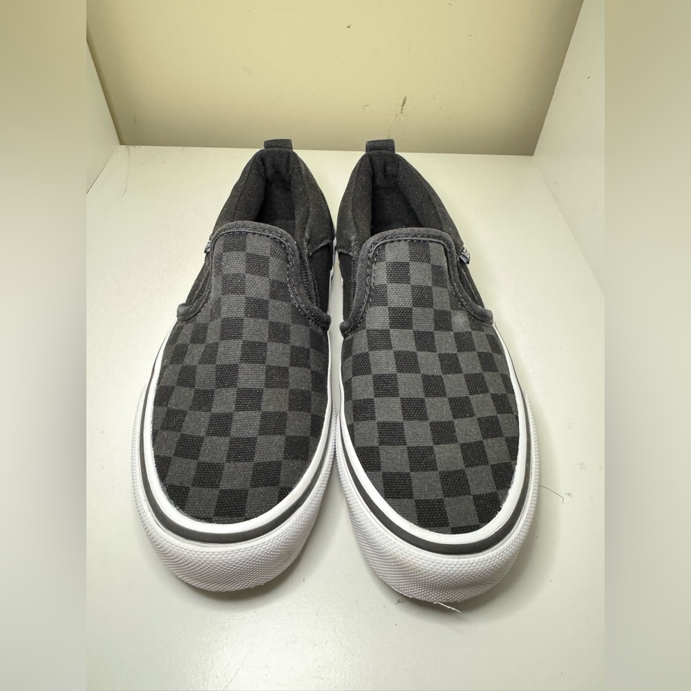 Vans Kids Checkered Slip-On Sneakers - Black and Gray